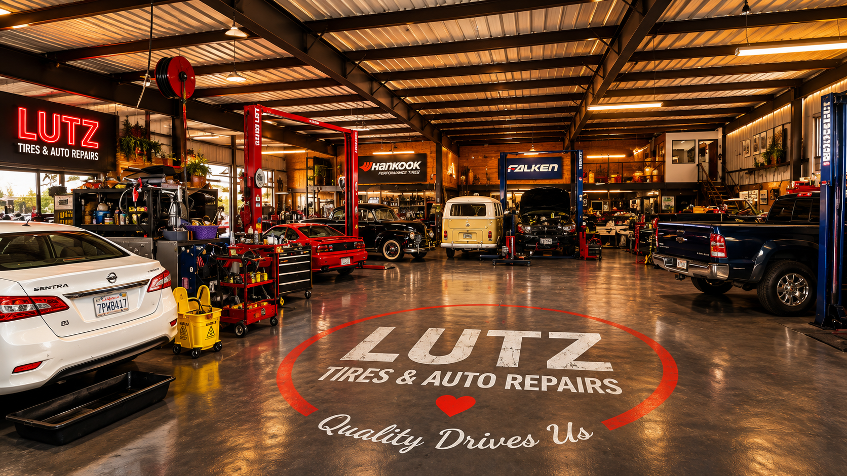 Inside the Lutz Tires service bay